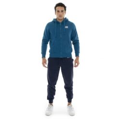 Bluza z bawełna z kaptur na co dzień na siłownię. Niebieskie bluzy męskie LEONE 1947 APPAREL, bez wzorów, z bawełny, bez kaptura. Za 210.46 zł.