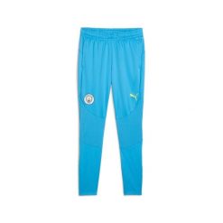 Spodnie treningowe Manchester City 2024/25. Niebieskie spodnie sportowe męskie Puma, l, bez wzorów, z materiału, na fitness i siłownię. Za 269.10 zł.
