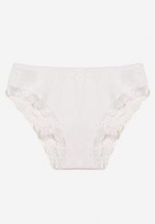 Białe Bawełniane Majtki Figi z Koronką Mergea. Białe figi damskie Born2be, l, bez wzorów, z bawełny. Za 4.99 zł.