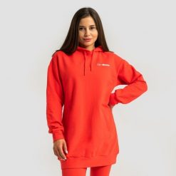 Bluza damska fitness z kapturem długa czerwona Limitless Longline. Czerwone bluzy damskie GYMBEAM, l, bez wzorów, z bawełny, z kapturem, na fitness i siłownię. Za 127.90 zł.