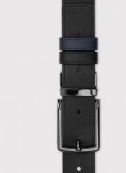 PAKO LORENTE – Dwustronny skórzany pasek męski. Czarne paski damskie Pako Lorente, bez wzorów, ze skóry. Za 199.99 zł.