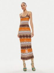 Desigual Sukienka letnia Viena 24SWVF05 Pomarańczowy Slim Fit. Brązowe sukienki damskie Desigual, na lato, xl, bez wzorów, z wiskozy, bez kołnierzyka, bez ramiączek. Za 409.99 zł.