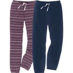 Spodnie do spania (2 pary) w 2 długościach bonprix niebiesko-czarny bez z nadrukiem. Fioletowe spodnie materiałowe damskie bonprix, z nadrukiem. Za 55.98 zł.