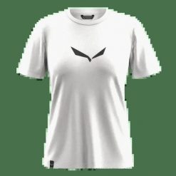 SALEWA Koszulka damska Solid DRY W T-shirt white new logo-M. Białe koszulki sportowe damskie Salewa, m, bez wzorów, z materiału, bez kołnierzyka, bez ramiączek, na fitness i siłownię. Za 133.25 zł.
