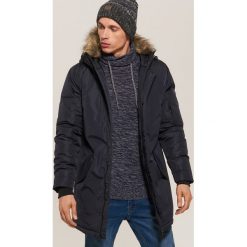Płaszcz z kapturem - Granatowy. Płaszcze męskie marki Giacomo Conti. W wyprzedaży za 249.99 zł.