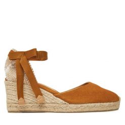 Espadryle Castañer. Brązowe sandały damskie Castañer, bez wzorów, bez obcasa, bez zapięcia. Za 259.99 zł.