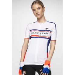 Koszulka rowerowa damska RKD152 - biały. Białe koszulki sportowe damskie 4f, bez wzorów, z elastanu, bez kołnierzyka, bez ramiączek, rowerowe, climacool (adidas). W wyprzedaży za 99.99 zł.