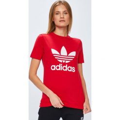 Adidas Originals - Top. Czerwone topy damskie adidas Originals, z krótkim rękawem. Za 129.90 zł.