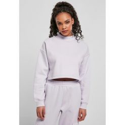 Bluza damska Urban Classics cropped oversized high neck crew. Fioletowe bluzy damskie Urban Classics, bez wzorów, bez kaptura. Za 183.50 zł.