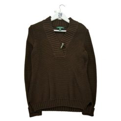 Brązowy sweter damski. Brązowe swetry damskie Ralph Lauren, l, bez wzorów, z materiału, eleganckie, bez kołnierzyka, bez ramiączek, bez kaptura. Za 51.08 zł.