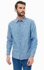 LEE SEASONAL WORKER SHIRT MĘSKA KOSZULA MATERIAŁOWA WORKWEAR BLUE L67YXQKR 112116975. Niebieskie koszule męskie Lee, l, bez wzorów, z materiału, bez kołnierzyka, bez ramiączek. Za 119.99 zł.