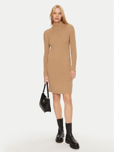 JOOP! Sukienka dzianinowa 58 JW244KN347 30043657 Beżowy Modern Fit. Brązowe sukienki damskie JOOP!, bez wzorów, z dzianiny, bez kołnierzyka, bez ramiączek. Za 519.99 zł.