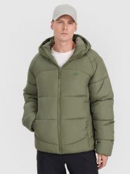 4F Kurtka puchowa z wypełnieniem syntetycznym męska - khaki XL. Brązowe kurtki sportowe męskie 4f, na zimę, m, bez wzorów, z dzianiny. Za 329.99 zł.