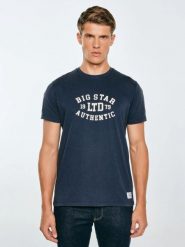 Koszulka męska z nadrukiem granatowa Teller 403. Niebieskie t-shirty męskie Big Star, l, z aplikacjami, z dzianiny, klasyczne, bez kołnierzyka. W wyprzedaży za 99.99 zł.
