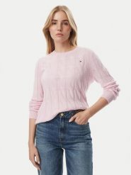 Tommy Hilfiger Sweter WW0WW43586 Różowy jasny Regular Fit. Czerwone swetry damskie Tommy Hilfiger, m, bez wzorów, z wełny, bez kołnierzyka, bez ramiączek, bez kaptura. Za 551.99 zł.