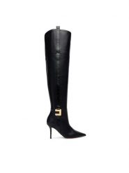 Elisabetta Franchi Kozaki SA-04L-56E2 Czarny. Czarne kozaki damskie Elisabetta Franchi, ze skóry, bez obcasa, na szpilce. Za 4,329.00 zł.