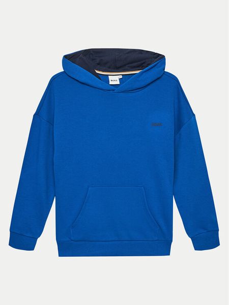 Boss Bluza J50714 D Niebieski Loose Fit. Niebieskie bluzy dla chłopców Boss, bez wzorów, z bawełny, bez ramiączek, bez kaptura. Za 404.99 zł.