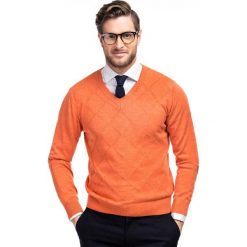 Sweter FRANCO 35-11. Brązowe swetry przez głowę męskie Giacomo Conti, z bawełny, z klasycznym kołnierzykiem. Za 99.00 zł.