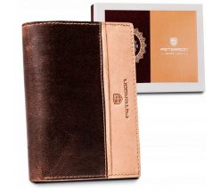 Portfel skórzany Peterson brązowy [DH] PTN N4-SHS-4117 BR-T. Brązowe portfele męskie Peterson, bez wzorów, ze skóry. Za 81.99 zł.