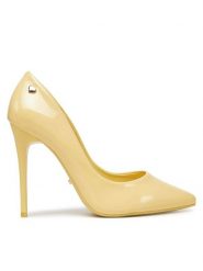 DeeZee Szpilki AB2-4503A Żółty. Żółte szpilki damskie DeeZee, bez wzorów, ze skóry, bez obcasa, bez zapięcia. Za 139.99 zł.
