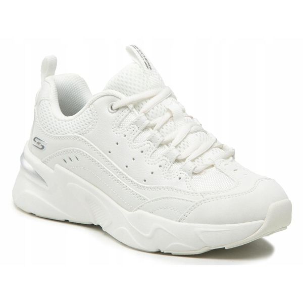 BUTY damskie SKECHERS BOBS BAMINA 117355-OFWT białe niskie na co dzień 38. Białe obuwie sportowe damskie Skechers, bez wzorów, trekkingowe, Skechers Sport. Za 299.00 zł.