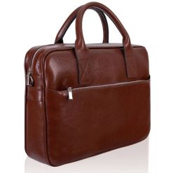 Torba męska skórzana Tizano TM06 brązowa. Brązowe torby na ramię męskie TIZANO, bez wzorów, z jeansu, biznesowe, na ramię. Za 434.00 zł.