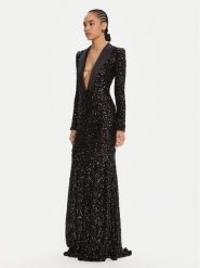 Elisabetta Franchi Sukienka wieczorowa AB-R13-56E2-V860 Czarny Regular Fit. Czarne sukienki damskie Elisabetta Franchi, bez wzorów, z syntetyku, wizytowe, bez kołnierzyka, bez ramiączek. Za 2,999.00 zł.