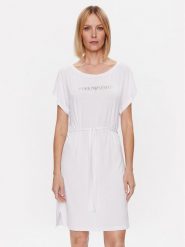 Emporio Armani Sukienka codzienna 262728 3R314 00010 Biały Regular Fit. Białe sukienki damskie Emporio Armani, na co dzień, m, bez wzorów, z wiskozy, bez kołnierzyka, bez ramiączek, proste. Za 529.99 zł.