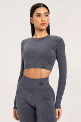 Koszulka fitness damska Gym Glamour z długim rękawem seamless. Zielone koszulki sportowe damskie GYM GLAMOUR, l, bez wzorów, z materiału, bez kołnierzyka, bez ramiączek, na fitness i siłownię. Za 149.99 zł.