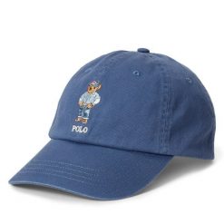 Czapka z daszkiem Polo Ralph Lauren. Niebieskie czapki i kapelusze damskie Polo Ralph Lauren, bez wzorów. Za 479.99 zł.