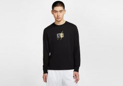 Koszulka męska nike lebron james dri-fit long-sleeve tee black. Czarne bluzki z długim rękawem męskie Nike, m, bez wzorów, z bawełny, klasyczne, bez kołnierzyka. Za 251.00 zł.