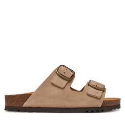 Klapki Scholl. Brązowe klapki damskie Scholl, bez wzorów, bez obcasa. Za 249.99 zł.