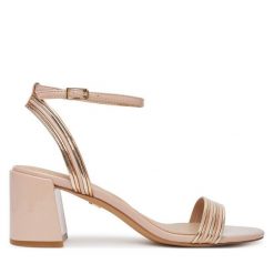 Sandały Aldo. Brązowe sandały damskie Aldo, bez wzorów, bez obcasa, na słupku, bez zapięcia. Za 219.99 zł.