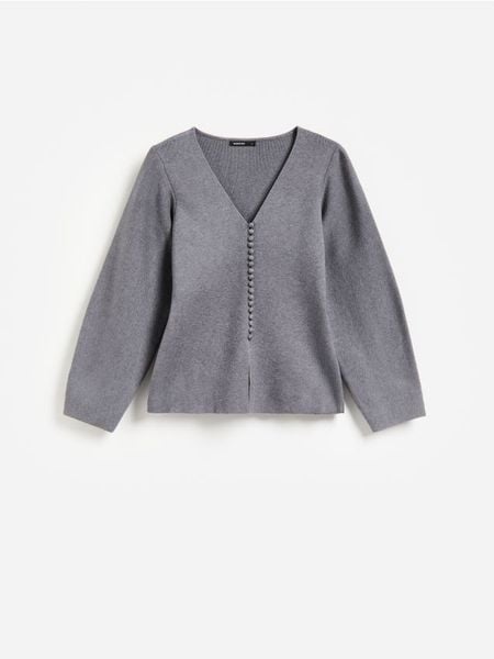 Kardigan z dodatkiem wiskozy - szary. Szare kardigany damskie Reserved, l, bez wzorów, z dzianiny. Za 159.99 zł.
