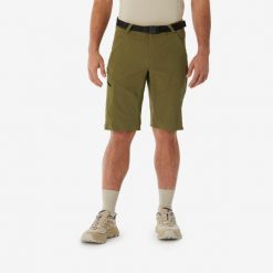 Spodenki turystyczne męskie Quechua MH500. Brązowe krótkie spodenki sportowe męskie QUECHUA, l, bez wzorów, z elastanu, trekkingowe. Za 119.99 zł.