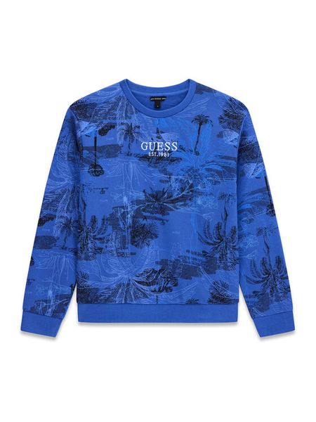 Guess Bluza L6GQ06 KA6R4 Niebieski Regular Fit. Niebieskie bluzy dla chłopców Guess, z aplikacjami, z bawełny, bez ramiączek, bez kaptura. Za 139.99 zł.