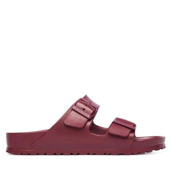 Klapki Birkenstock. Czerwone klapki damskie Birkenstock, bez wzorów, bez obcasa. Za 249.99 zł.