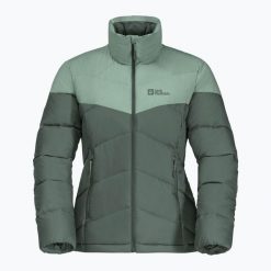 Kurtka puchowa damska Jack Wolfskin Herzberg Down. Zielone kurtki sportowe damskie Jack Wolfskin, l, bez wzorów, z puchu, bez kaptura, trekkingowe. Za 449.99 zł.