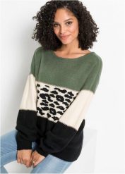 Sweter oversize. Czarne swetry damskie bonprix, bez wzorów, bez kołnierzyka, bez ramiączek, bez kaptura. Za 109.99 zł.