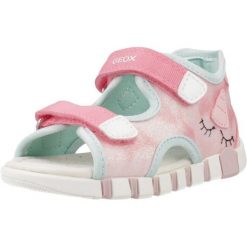Sandały GEOX B SANDAL IUPIDOO GIR Rose. Czerwone sandały damskie Geox, bez wzorów, z tkaniny, bez obcasa, bez zapięcia. Za 189.99 zł.