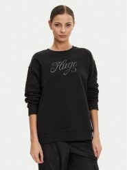HUGO Bluza 50537246 Czarny Oversize. Czarne bluzy damskie Hugo, s, bez wzorów, z bawełny, bez kaptura. Za 249.99 zł.