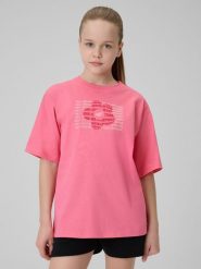 4F T-shirt loose z nadrukiem dziewczęcy - różowy 164 (13-14 lat). Czerwone t-shirty i topy dla dziewczynek 4f, bez wzorów, z bawełny, bez ramiączek. Za 49.99 zł.