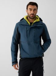 4F Kurtka trekkingowa membrana 10000 męska - granatowa L. Niebieskie kurtki męskie 4f, l, bez wzorów, z materiału, klasyczne, bez kaptura. Za 399.99 zł.
