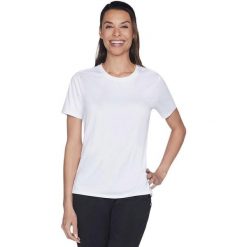 Koszulka damskie Skechers GODRI SWIFT TEE. Białe t-shirty damskie Skechers, bez wzorów, z poliesteru, bez kołnierzyka. Za 290.00 zł.