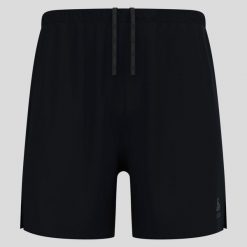 Spodenki męskie Odlo ESSENTIAL 6 INCH Short. Czarne krótkie spodenki sportowe męskie Odlo, m, bez wzorów, z materiału, do biegania. Za 179.99 zł.