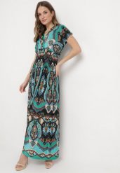 Zielona Sukienka Maxi w Stylu Boho z Elastycznej Wiskozy Arnevia. Zielone sukienki damskie Born2be, na co dzień, s, bez wzorów, z wiskozy, boho, bez kołnierzyka, bez ramiączek, maxi, dopasowane. Za 49.99 zł.