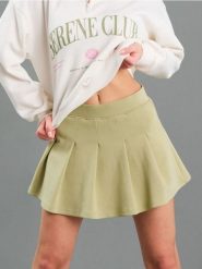 Spódnico-spodenki z zakładkami - niebieski. Niebieskie szorty damskie Sinsay, l, bez wzorów. Za 39.99 zł.