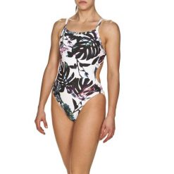 Strój kąpielowy damski jednoczęściowy treningowy basen Arena Tropical. Białe kostiumy jednoczęściowe damskie Arena, s, bez wzorów, sportowe, do pływania. Za 191.98 zł.
