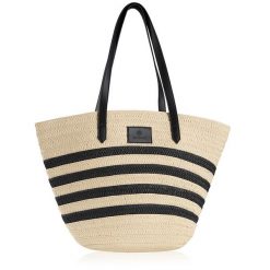 Torba w stylu plażowym SOLLY BETLEWSKI bezowo-czarny. Brązowe torebki shopper damskie Betlewski, bez wzorów, z materiału, eleganckie, na ramię, duże, bez dodatków. Za 119.99 zł.