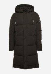 Ciemnozielona Kurtka Pikowana o Dłuższym Kroju z Odpinanym Kapturem Izanaria. Zielone kurtki męskie Born2be, l, bez wzorów, eleganckie. Za 189.99 zł.